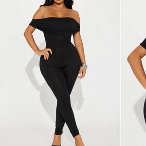 Fashion Nova Chic Black Off-Shoulder Jumpsuit